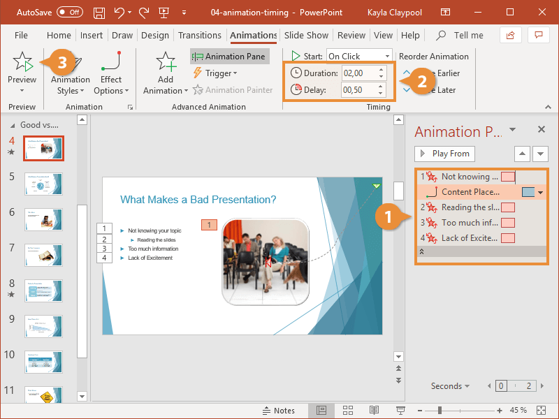 PowerPoint Animation Timing | CustomGuide