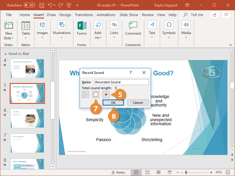 how to save powerpoint presentation with audio