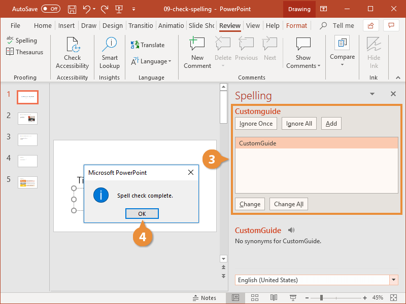 Spell Check in PowerPoint | CustomGuide