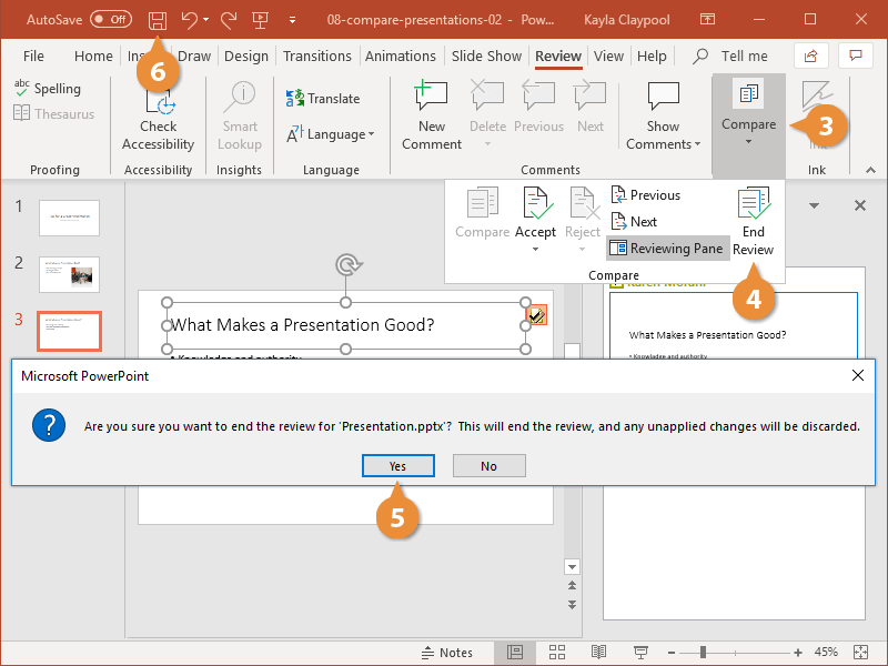 How to Compare PowerPoint Presentations | CustomGuide