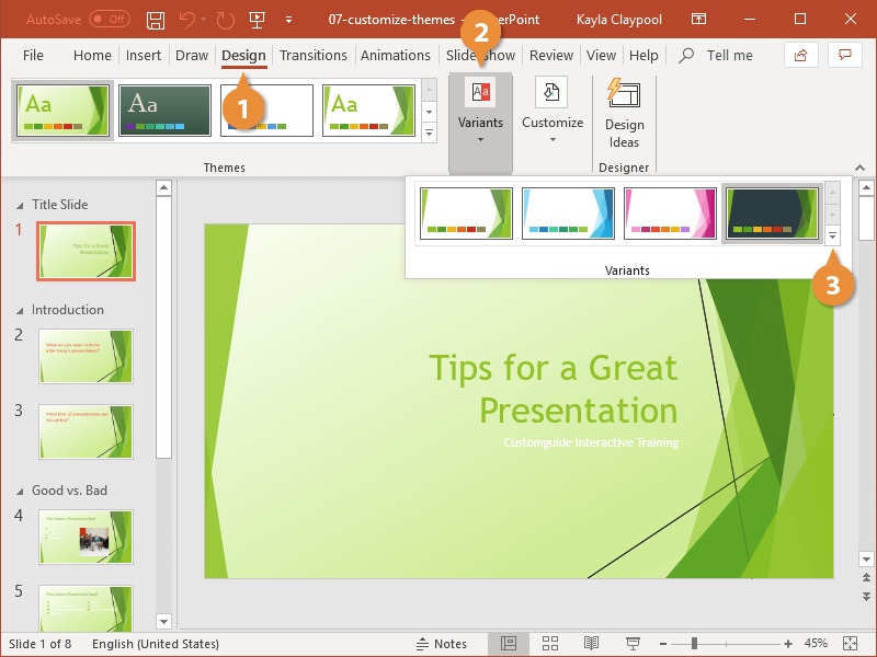 Custom PowerPoint Themes CustomGuide
