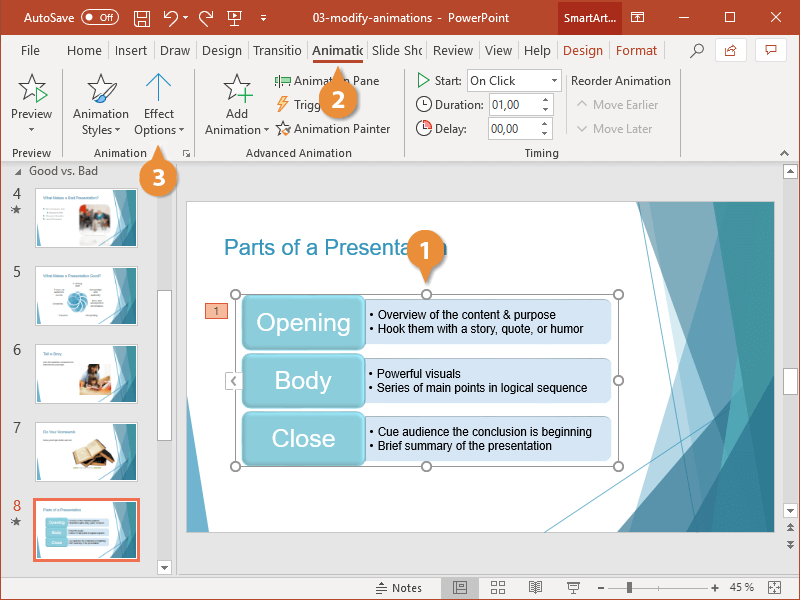 presentation the animation