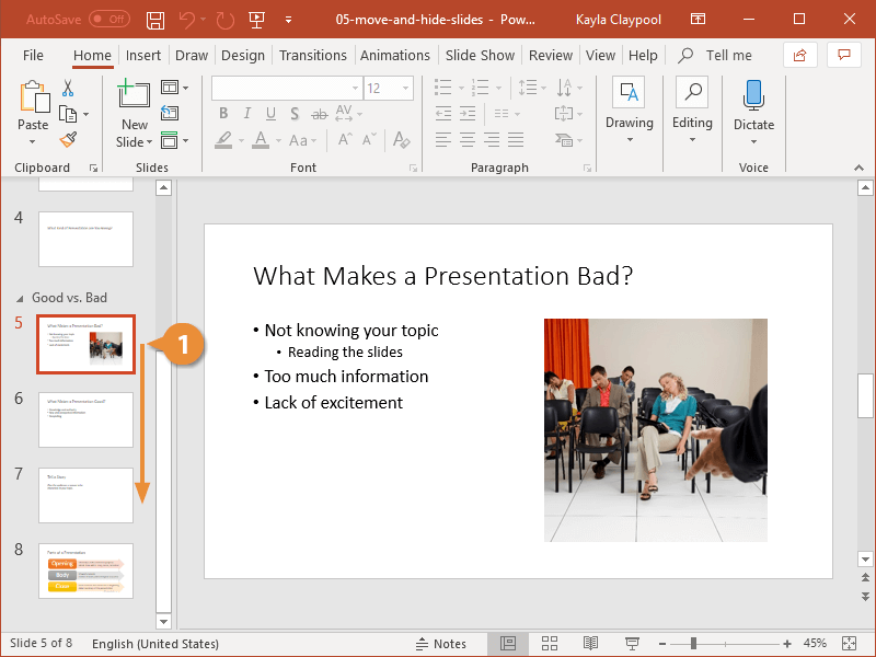Breeding Algebraic Staircase How to Hide a Slide in PowerPoint | CustomGuide