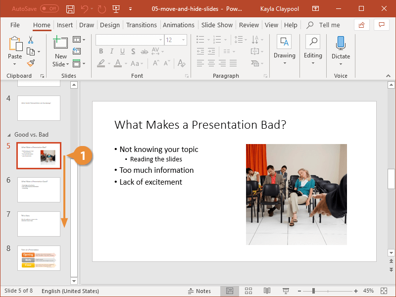 how to hide powerpoint slide during presentation