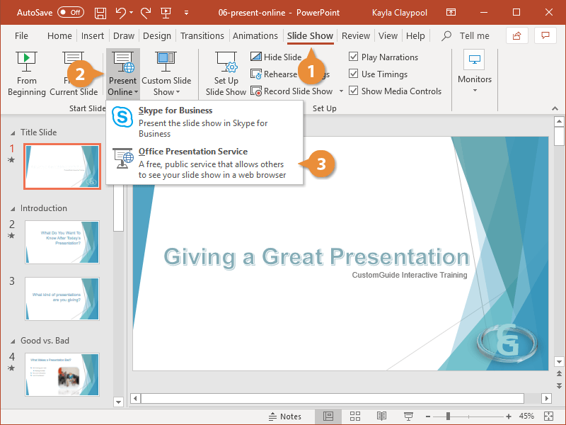 Present PowerPoint Online | CustomGuide