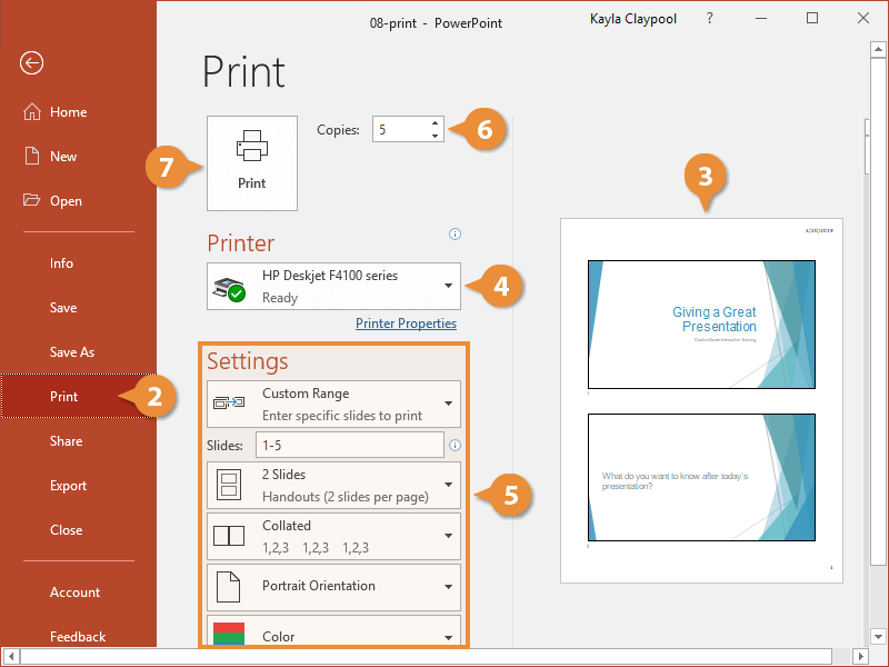 how to print an outline of a presentation in powerpoint