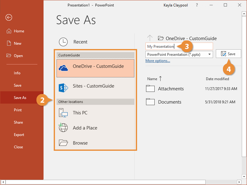 save a presentation in powerpoint