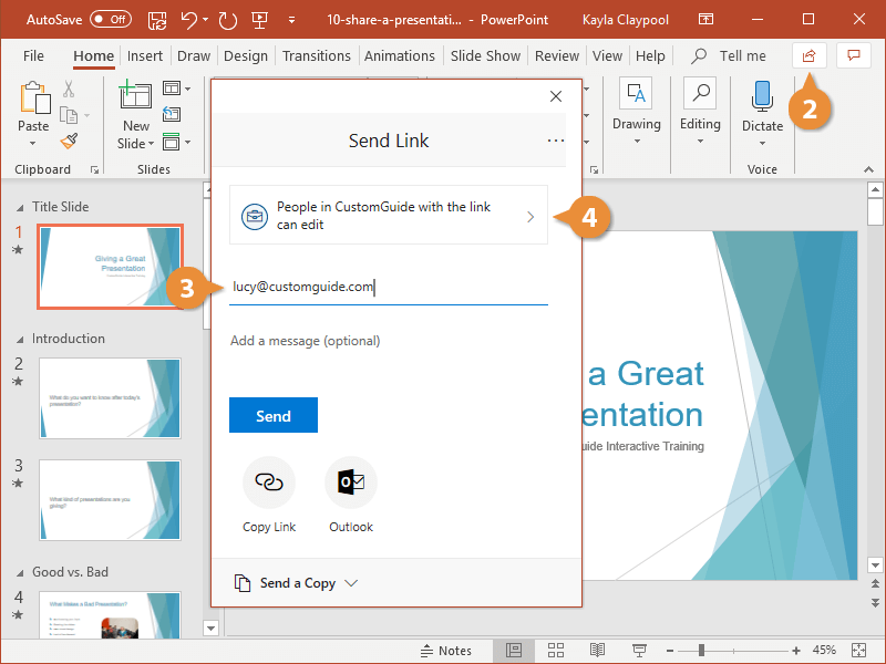 how to share a presentation in powerpoint