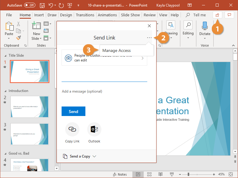 how do i share a powerpoint presentation view only