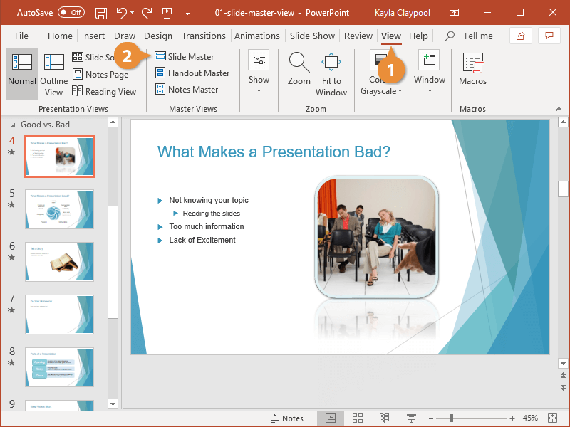 where is slide master in powerpoint