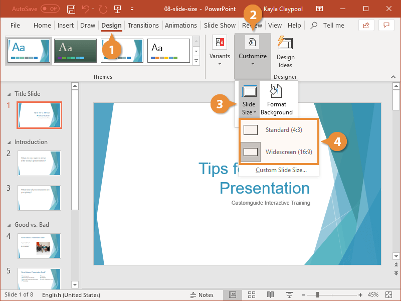 powerpoint slide page size
