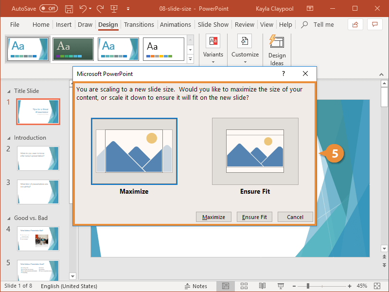 powerpoint presentation paper size