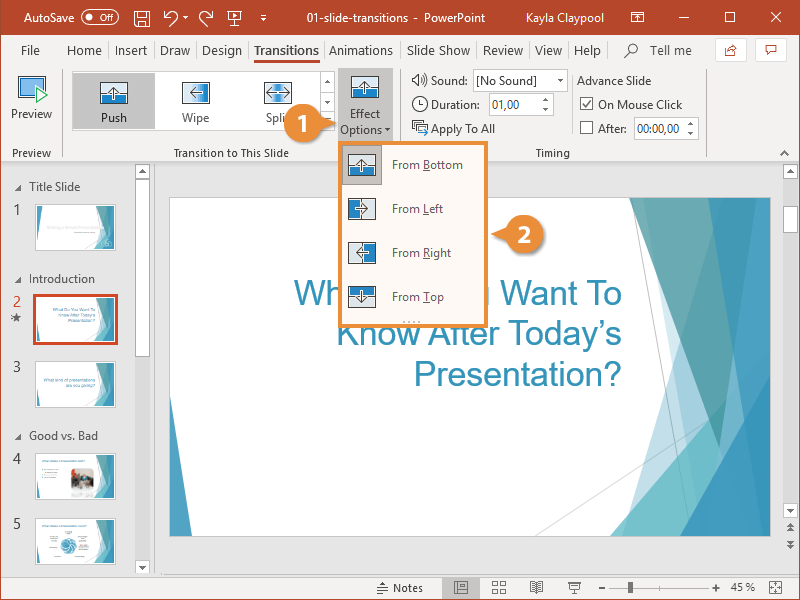 what are transitions in relation to powerpoint presentations