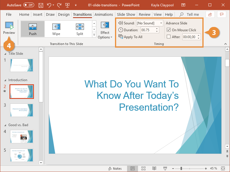 PowerPoint Transitions | CustomGuide