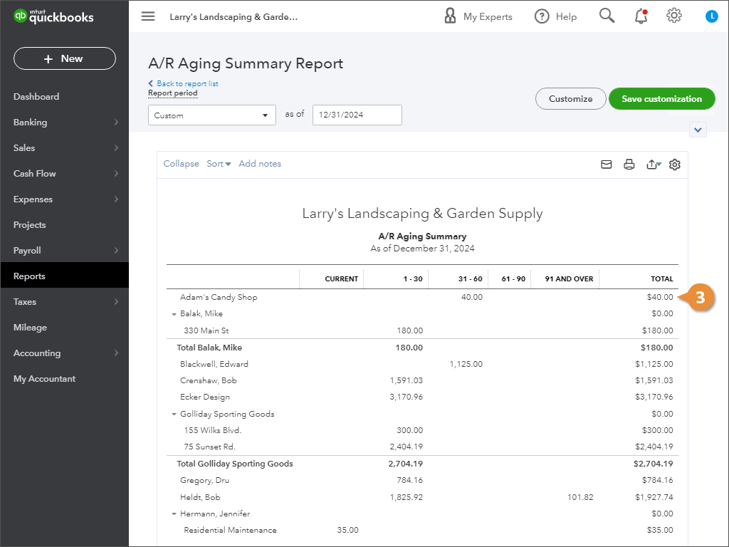 Run an Accounts Receivable Aging Report