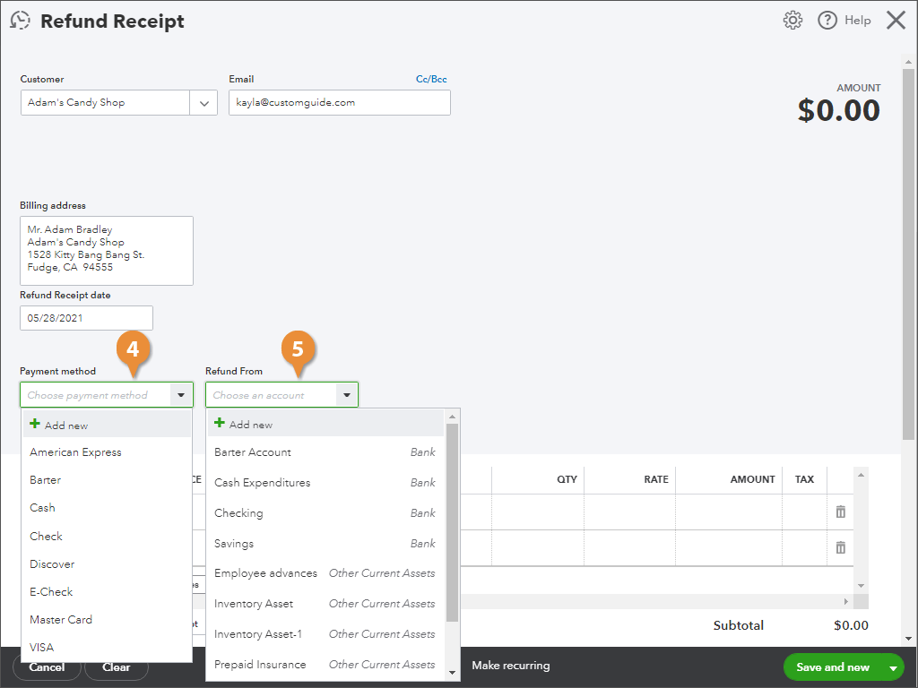 Create a Customer Refund