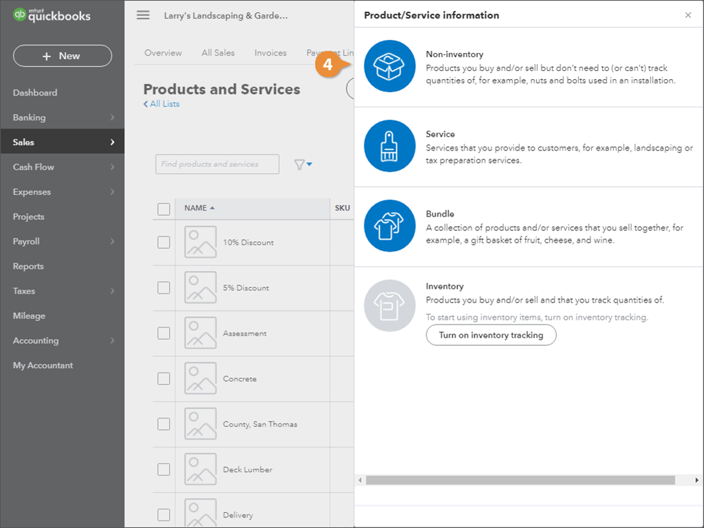 Create a Non-inventory product