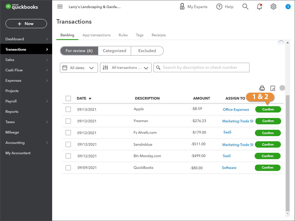 Confirm Transactions