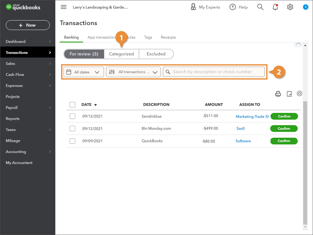 View Categorized Transactions