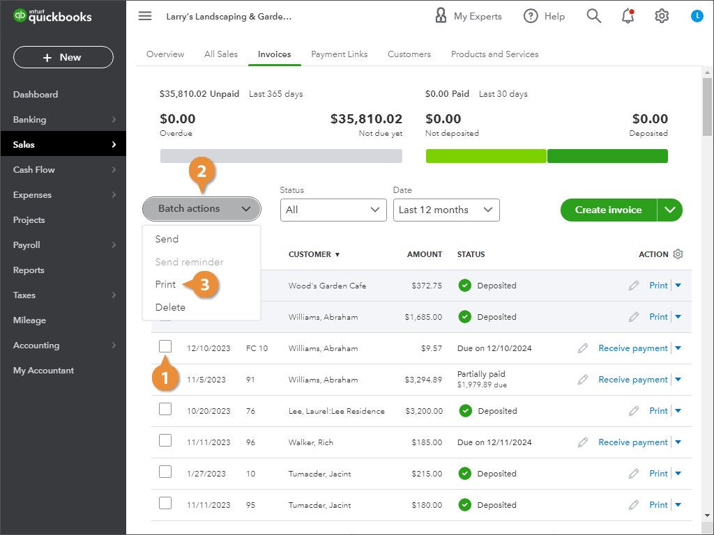 Batch Print or Send Invoices