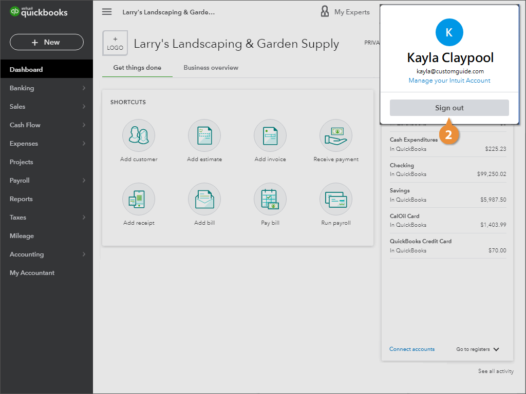 QuickBooks Logout