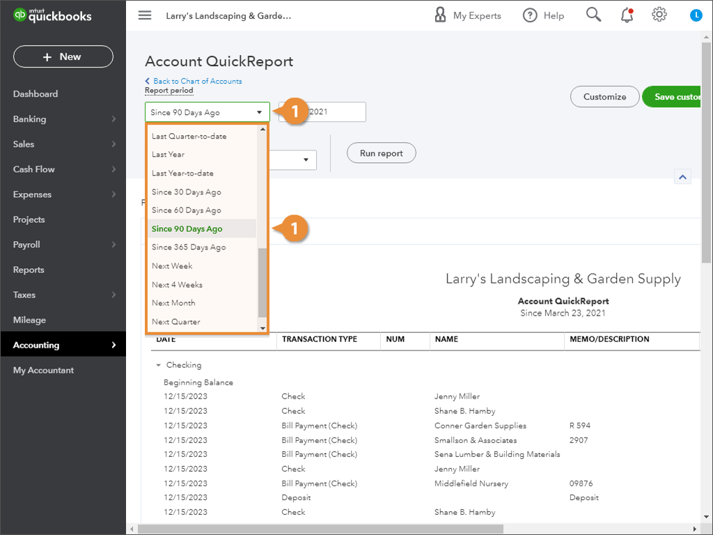 Change the Reporting Period or Grouping