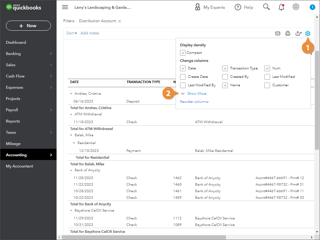 Change Report Settings