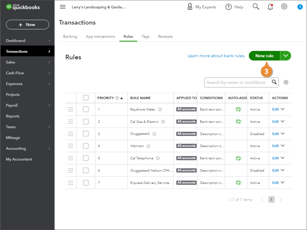 Set Up a Bank Rule