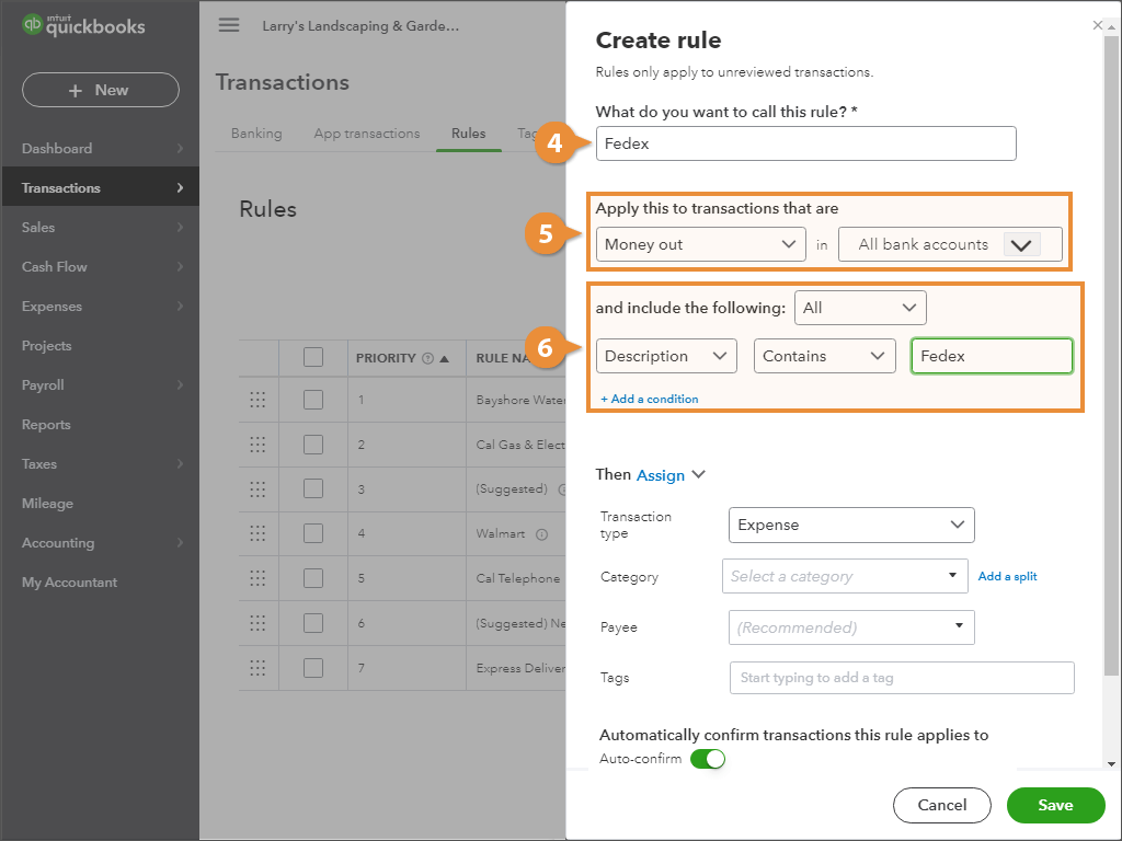 Set Up a Bank Rule