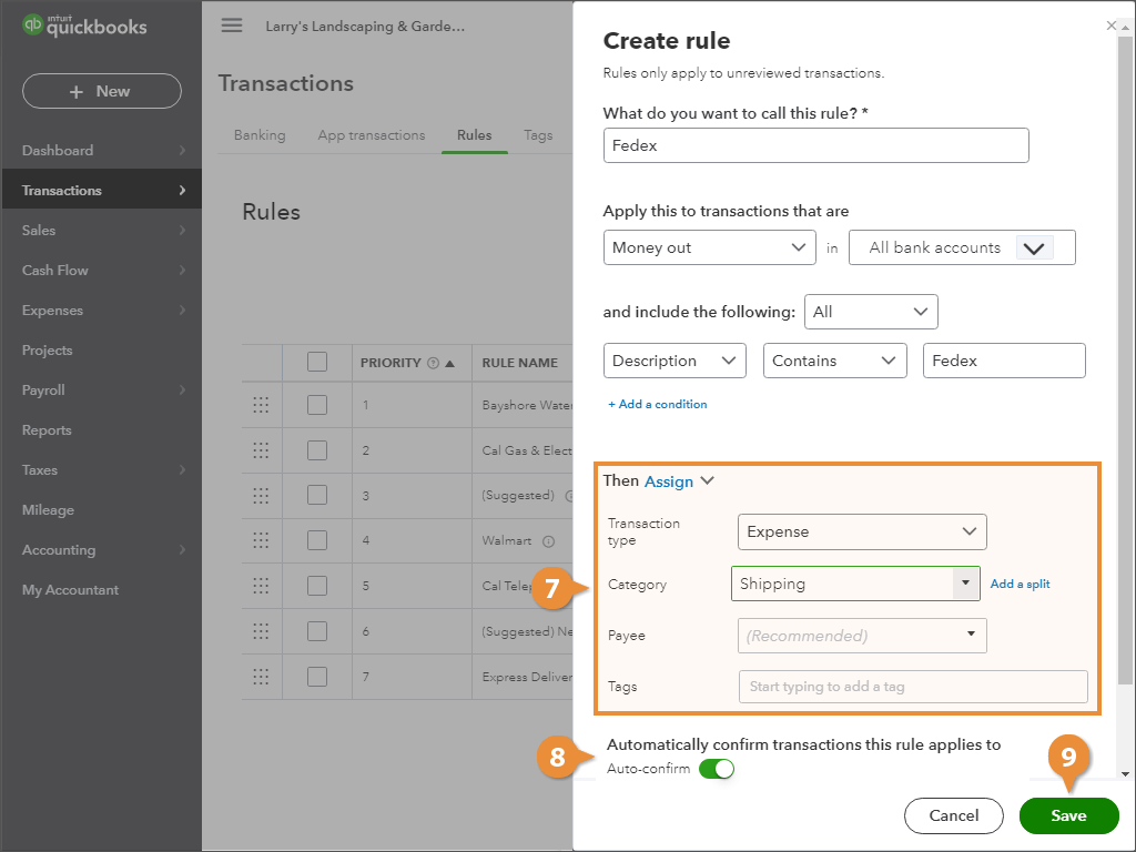 Set Up a Bank Rule