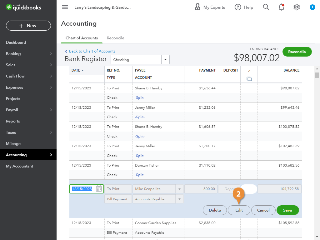 View and Edit a Transaction