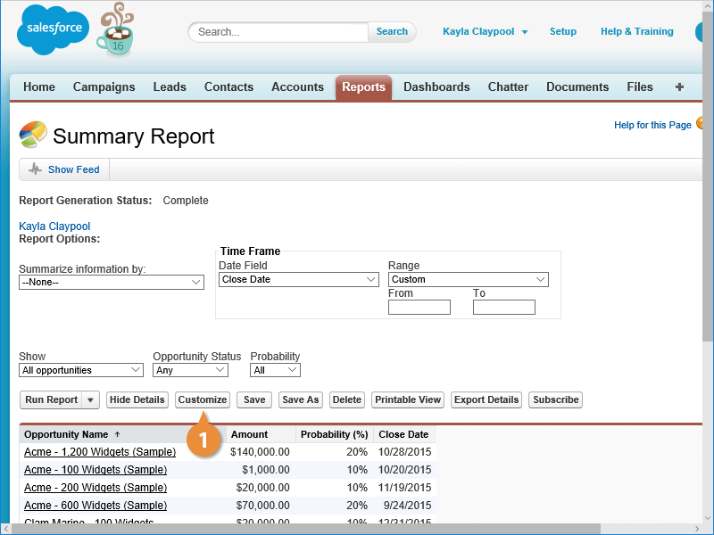 Create a Matrix Report