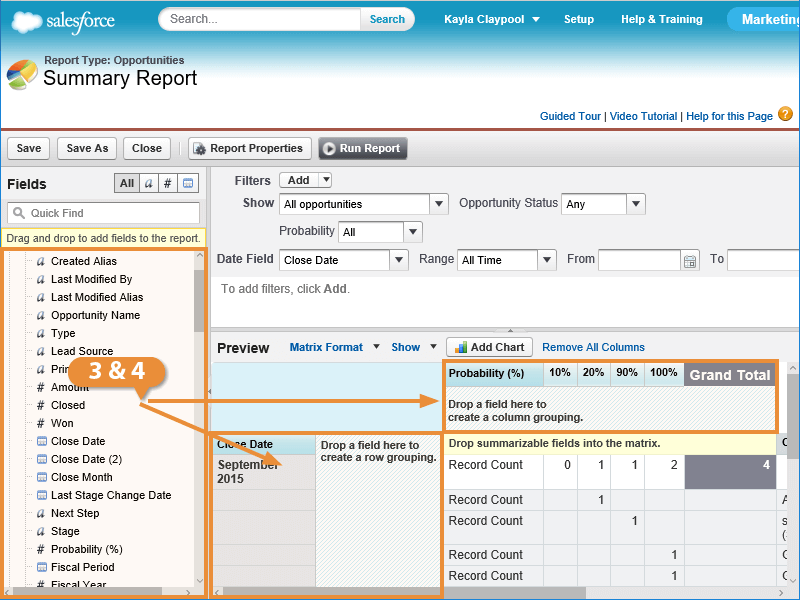 Create a Matrix Report