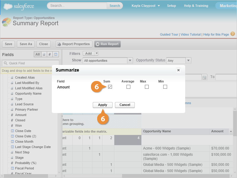 Create a Matrix Report