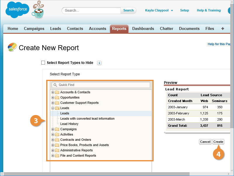 Create a Tabular Report