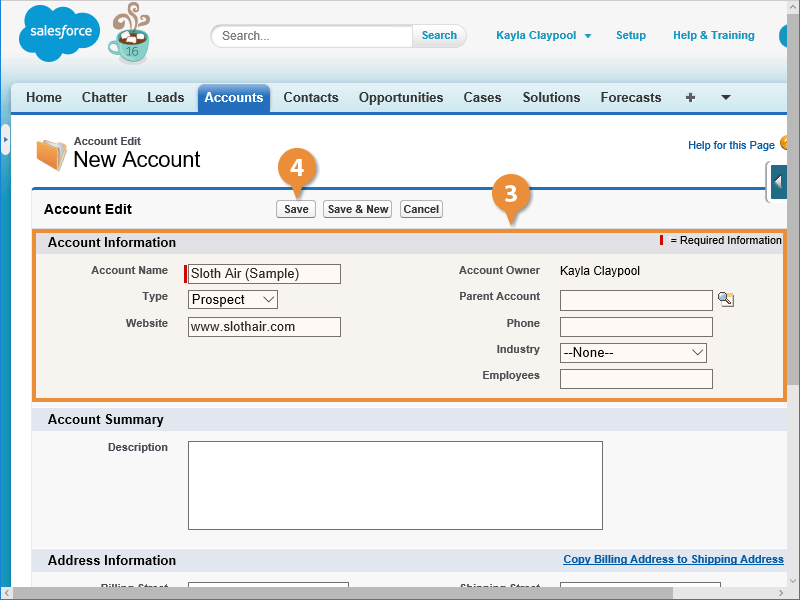 Create Accounts and Contacts in Salesforce