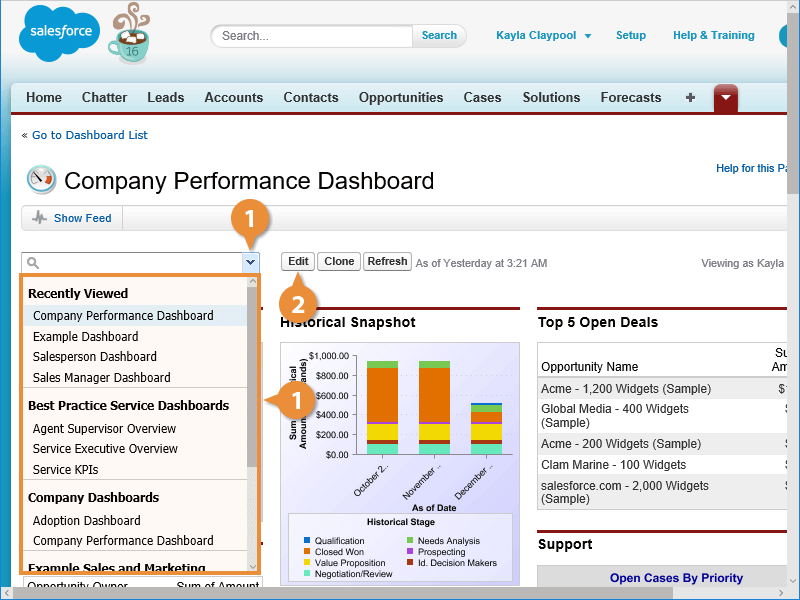 Edit a Dashboard