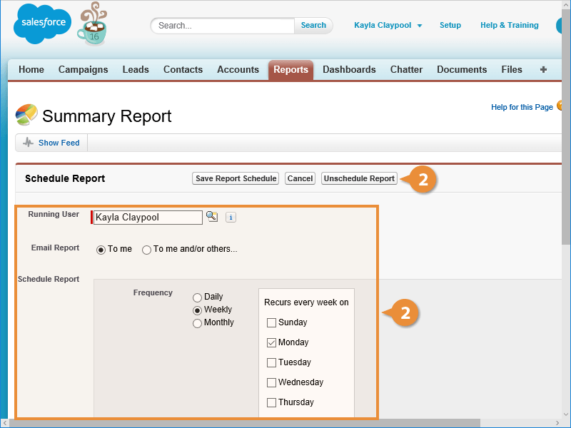 Edit or Remove a Report Schedule