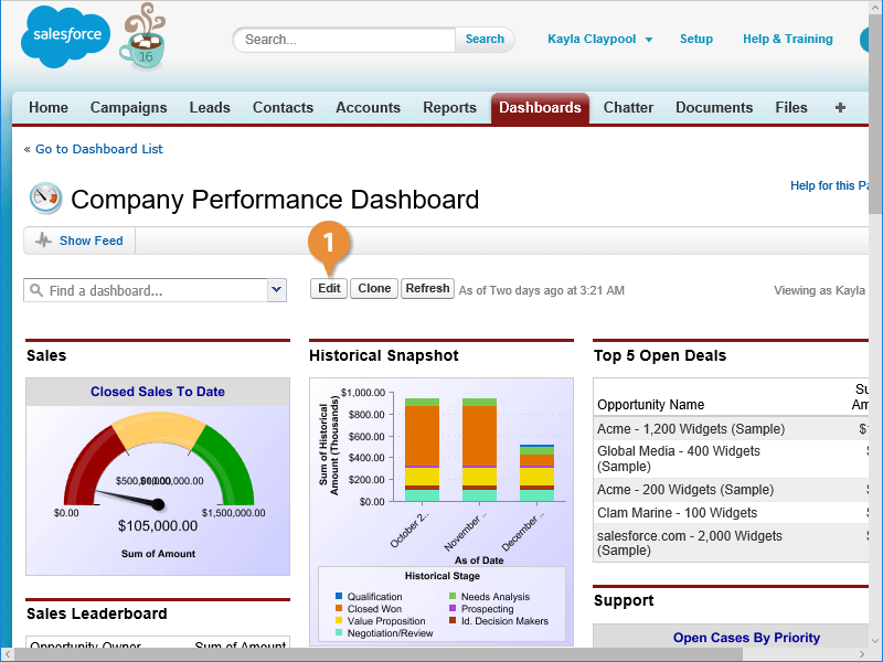 Set Up a Dynamic Dashboard