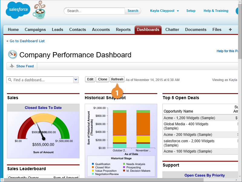 Refresh a Dashboard