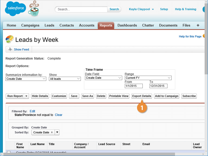 Export to CSV or Excel