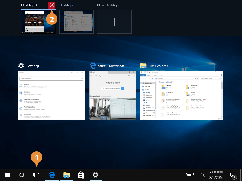 Use Multiple Desktops in Windows 10 | CustomGuide