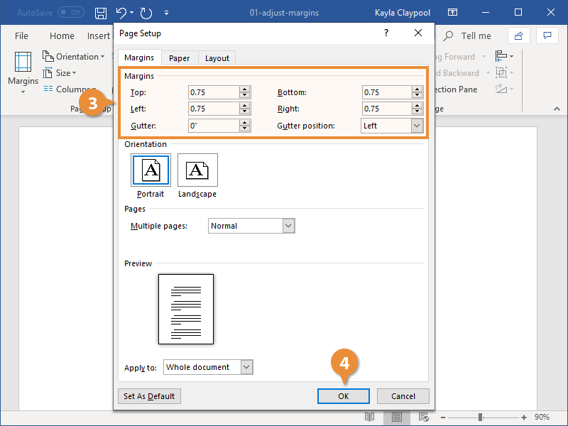 Set Custom Margins