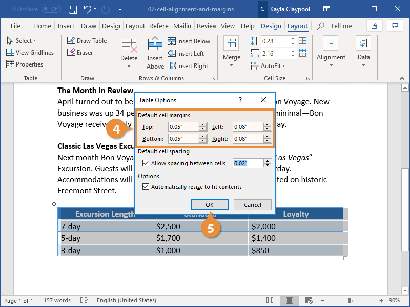 Add Cell Margins