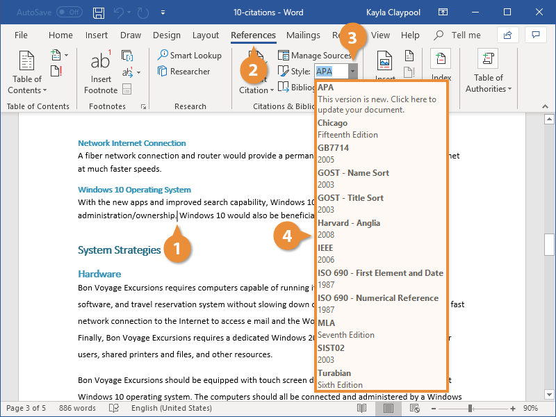 how to insert a citation in docs