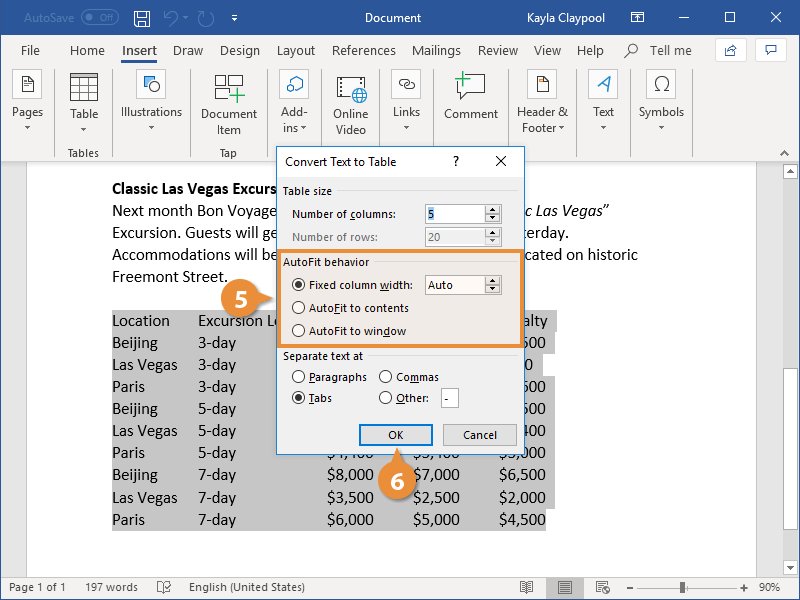 Convert Text to Tables