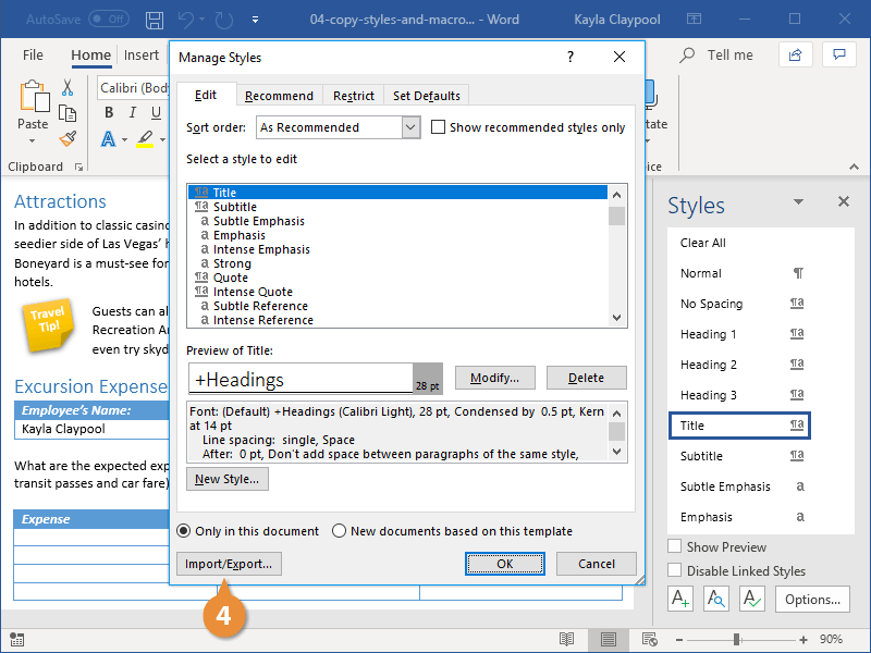 Copy Styles and Macros Between Templates