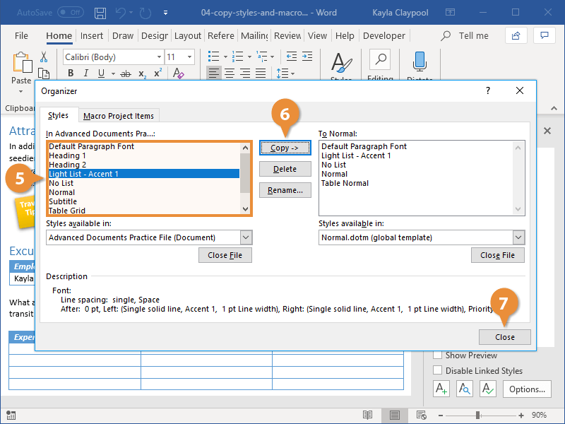 Copy Styles and Macros Between Templates