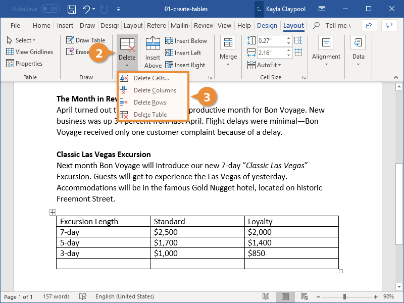 Delete Rows or Columns