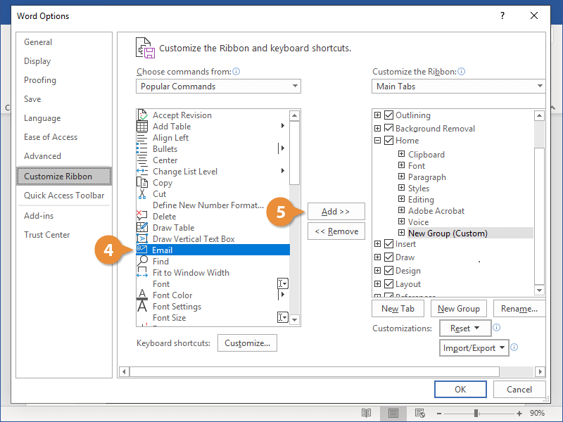 Customize Word